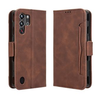 Capa FOXDOCK Protetora para ZTE Nubia Red Magic 10 Pro | Suporte e Flip de couro PU | À Prova de Choque | Castanho - 1