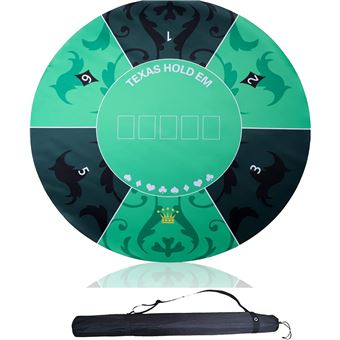 Toalha de Mesa Redonda Royal Bailey 31 Texas Hold'em Casino | 6 Pessoas | Diâmetro 1200x3mm | Verde - 1