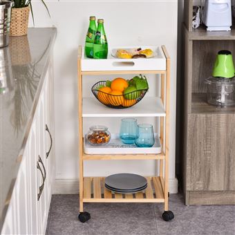 Carrinho de Cozinha HOMCOM | 4 Níveis | Bandeja Removível | 40x30x76 cm - Branco - 1