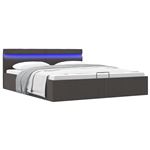 Cama hidráulica vidaXL com Arrumação + LED | 180x200cm | Tecido cinza-escuro