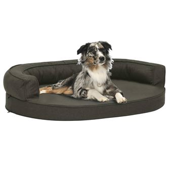 Cama para Cães Ergonómica vidaXL | 75x53cm | Aspeto Linho - Cinzento-escuro - 1