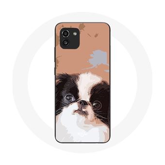 Capa Maniacase para Samsung Galaxy A03 Spaniel Japonês Preto E Branco Raça de Cãos - 1
