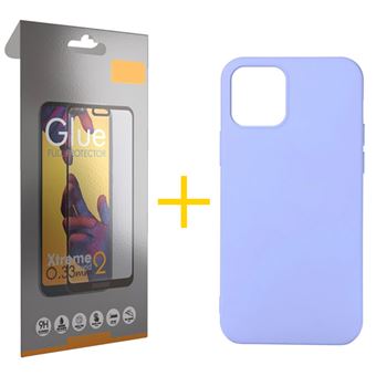 Conjunto 1 x Película de Vidro Full + Capa skyhe para iPhone 11 Pro Max Silicone Líquido - Roxo - 1