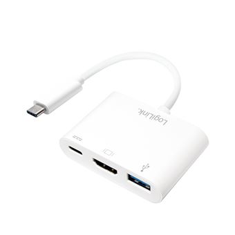 Base & Duplicador de Portas LogiLink 0.14m, 2xUSB-C/HDMI+USB A | Branco - 1