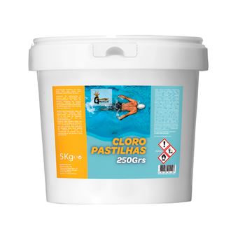 Tratamento para Piscinas Gazellesymbol | Cloro Ativo 90% | Pastilhas 250gr 5Kg - 1