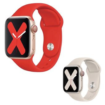 Kit 2x Bracelete Silicone Gift4Me para Apple Watch Series 9 - 41mm | Vermelho / Creme - 1