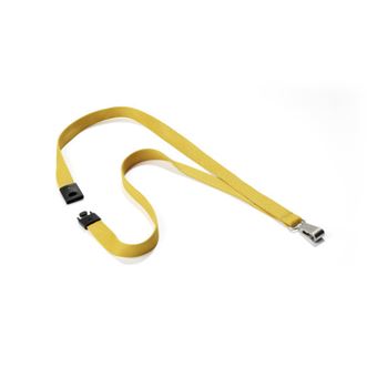 Durable Textile lanyard SOFT COLOUR Ochre tira Porta-crachá Metal, Têxtil Amarelo - 1