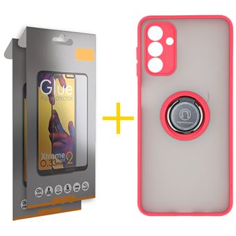 Pack 2 x Película de Vidro Temperado Full + Capa skyhe para Samsung Galaxy A55 5G | Gel Bumper Ring | Vermelho - 1