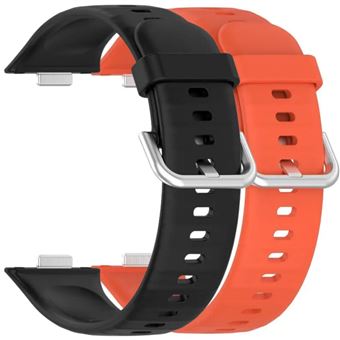 Pack 2x Bracelete em Silicone com Fecho de Metal Antiimpacto para Huawei Watch Fit 3 | Preto e Laranja - 1
