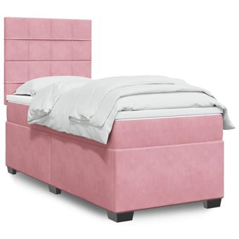 Cama com molas/colchão vidaXL | 90x200 cm | veludo rosa - 1