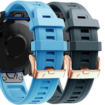 Pack 2 x Braceletes de Silicone com Fecho de Metal Antiimpacto para Garmin Descent Mk3i 43mm - Azul e Azul Escuro - 1