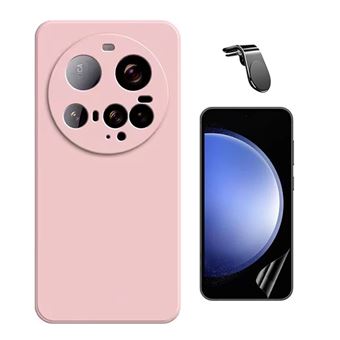 Kit Película Hydrogel Frente + Capa Silicone Líquido + Suporte L Phonecare para Xiaomi 15 Ultra | Rosa - 1