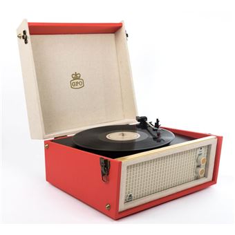 Gira-discos GPO Retro Bermuda | Creme, Vermelho - 1