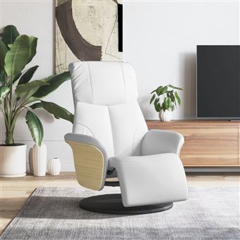 Cadeira reclinável com apoio de pés vidaXL | couro artificial branco - 1