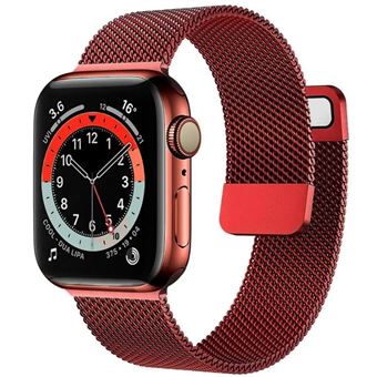 Bracelete malha em aço milanesa Antiimpacto para Apple Watch Series 9 45mm | Vermelho - 1