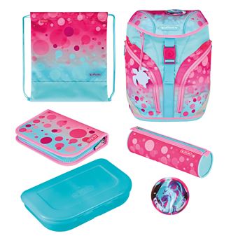 Conjunto de Mochilas Escolares Herlitz SoftLight Plus GreenLine Pink Bubbles | Azul, Rosa - 1
