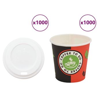Copos de café de papel com tampas vidaXL | 1000 Peças | 4oz | 120ml - 1