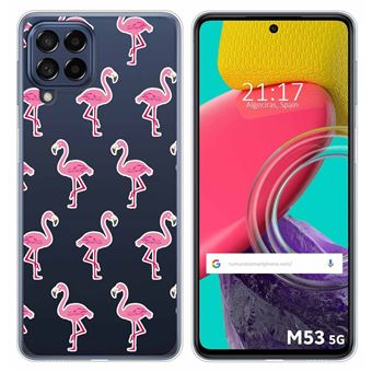 Capa Tumundosmartphone de silicone transparente para Samsung Galaxy M53 5G design desenhos Flamingo - 1