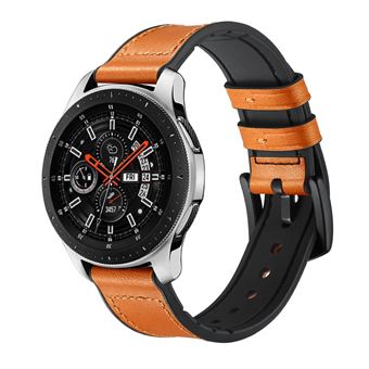 Pulseira de Couro Genuíno Magunivers | Prata de Titânio | 22mm | Laranja | para Samsung Galaxy Watch - 1
