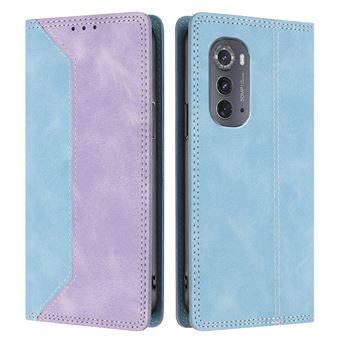 Capa FLOODKING para Motorola Edge 2022 | Couro Premium Bicolor | Porta-Cartões | RFID | Suporte | Roxo - 1