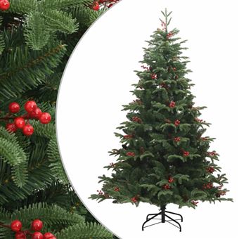 Árvore de Natal artificial articulada vidaXL | com pinhas e bagas | 210 cm - 1