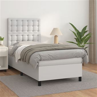 Cama com Molas e Colchão vidaXL | 80x200 cm | couro artificial branco - 1