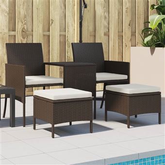 Banco Jardim 2 Lugares vidaXL com Mesa Centro e Bancos Vime PE Castanho - 1