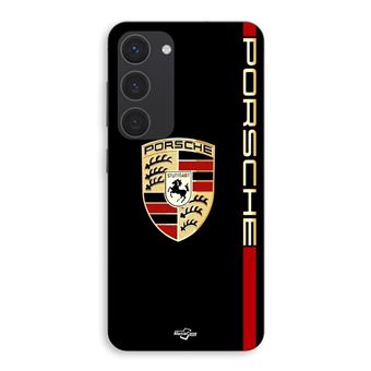 Capa Maniacase para Samsung Galaxy S23 Plus | PORSCHE logotipo vermelho e dourado fundo preto - 1