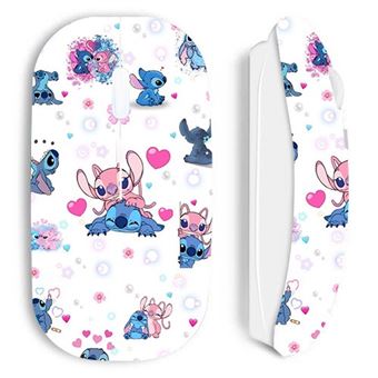 Rato Sem Fios Maniacase | branco Stitch and Angel Drawing Mouse - 1