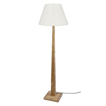 Candeeiro Pé Alto Tosel Tacks | 50 cm | 1 Luzes - madeira Natural e Branco sujo - 1