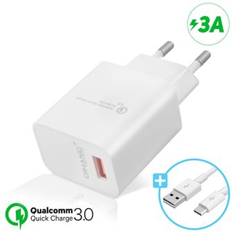 Carregador Quick Charge Avizar Qualcomm 3.0 com Cabo USB Tipo C – Branco - 1