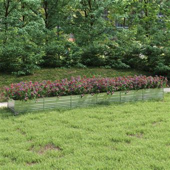 Canteiro elevado de Jardim vidaXL | 600x80x45cm | aço galvanizado prateado - 1