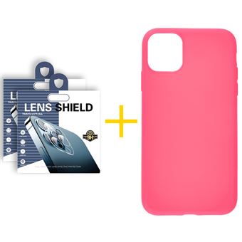 Pack 2 x Película de Câmara + Capa skyhe para Apple iPhone 13 Pro Max Silicone Liso Rosa - 1