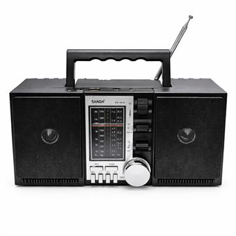 Rádio Portátil com Bluetooth FM/AM/SW1-2 de 4 Bandas com Altifalantes Integrados Sanda SD-4032 | Preto - 1