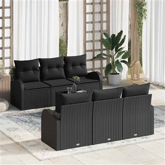 Conjunto de Sofá de Jardim vidaXL | Preto 55 x 55 x 37 cm | vime PE - 1