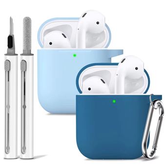 Kit de Limpeza e 2 Capas em Silicone Antiimpacto para Apple AirPods Pro 2ª Ger | Azul e azul claro - 1