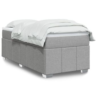 Cama com molas/colchão vidaXL | 90x200 cm | tecido cinza-claro - 1