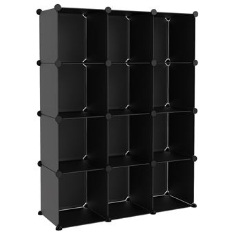 Organizador de arrumação vidaXL com 12 cubos | PP preto - 1