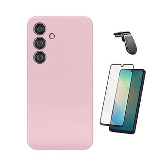 Kit Película de Vidro Temperado Gorilasglass + Capa Proteção Silicone + Suporte Magnético L GIFT4ME para Samsung Galaxy A17 4G | Rosa - 1