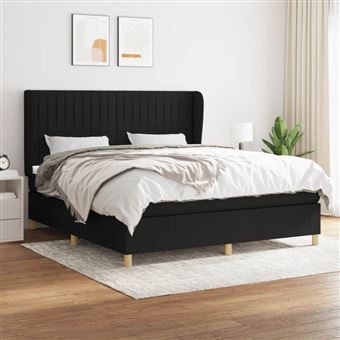 Cama com molas e colchão vidaXL | 180x200 cm | tecido preto - 1
