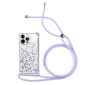 Capa de Purpurina com Cordão MisterCapas para iPhone 14 Pro Max | Lilás - 1