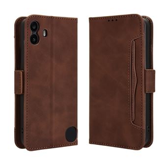 Capa FOXDOCK Protetora para Nothing CMF Phone 1 | Suporte e Flip de couro PU | À Prova de Choque | Castanho - 1