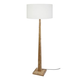 Candeeiro Pé Alto Tosel Tacks | 50 cm | 1 Luzes - madeira Natural e Branco sujo - 1