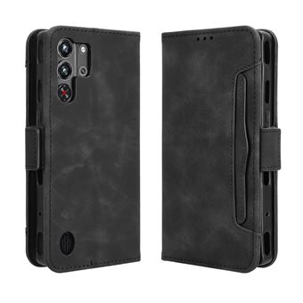 Capa FOXDOCK Protetora para ZTE Nubia Red Magic 10 Pro | Suporte e Flip de couro PU | À Prova de Choque | Preto - 1