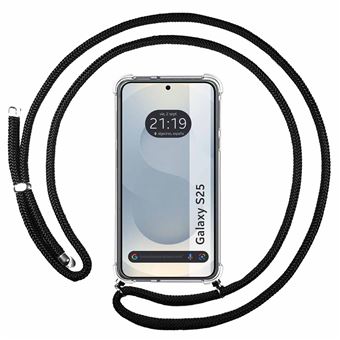 Capa TUMUNDOSMARTPHONE transparente para Samsung Galaxy S25 5G com fio preto - 1