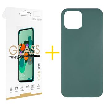 Pack 1 x Película de Vidro Temperado 2.5D + Capa Gandy  Apple iPhone 15 Pro Max Silicone Líquido - Verde Escuro - 1