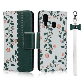 Capa Magunivers PU + TPU Impressão Padrão Verde Escuro para Samsung Galaxy A40