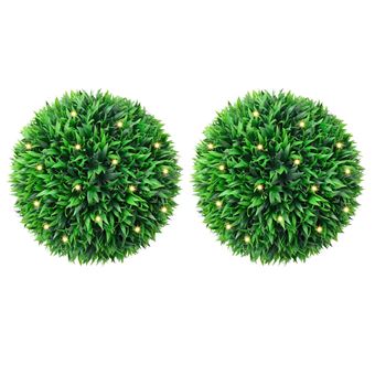 Bolas artificiais de buxo com luzes LED vidaXL | 2 Peças | verde 47 cm - 1