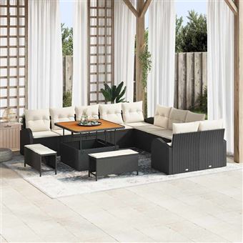 Conjunto de Sofá de Jardim vidaXL | 13 Peças | Preto Rattan Sintético - 1