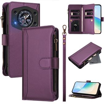 Capa FOXDOCK para Cubot A30 | Pele Premium | 9 Compartimentos para Cartões | Alça de Pulso Amovível - Roxo - 1
